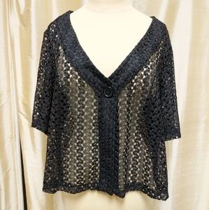 Anna Maxwell short sleeve black shrug 1X 18/20